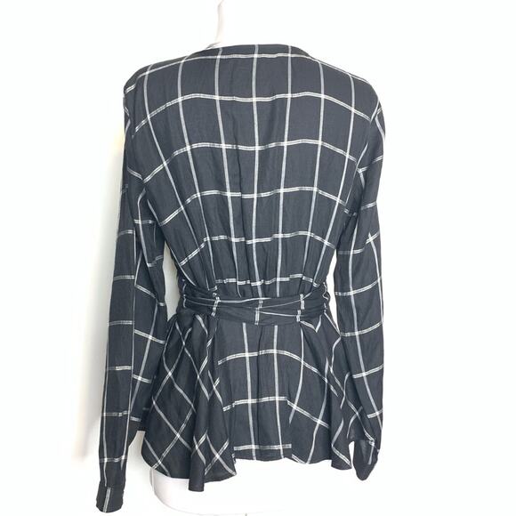 NWT Loft windowpane peplum wrap top - Picture 3 of 8